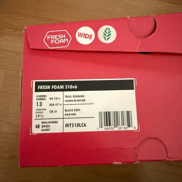 NEW BALANCE FRESH FOAM 510V6 #MT510LC6 MEN'S RUNNING SHOE Size 13 4E Black Grey - Picture 6 of 8